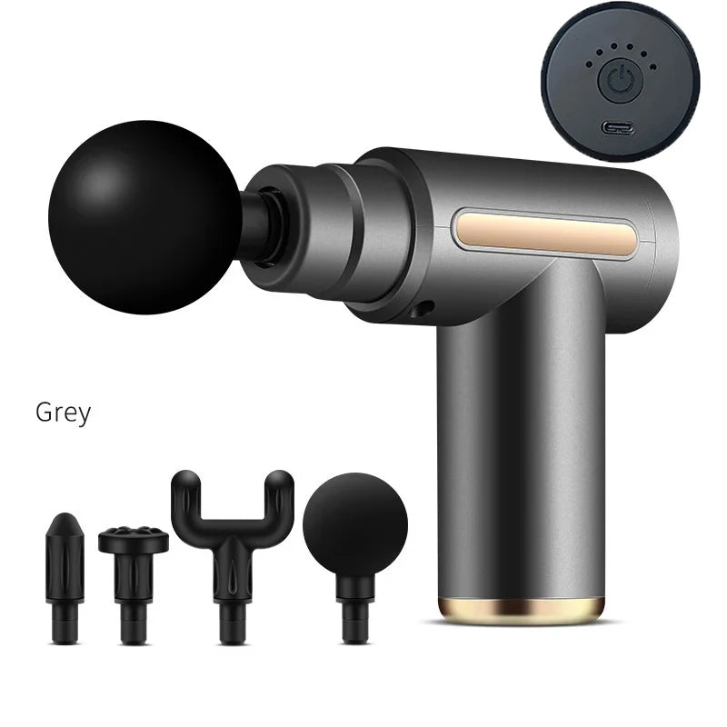4-Head Portable Fascia Gun Deep Tissue Massage Mini Lightweight Adjustable Speed Whole Body Massage Equipment