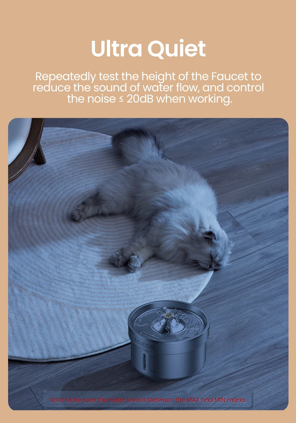 ROJECO Stainless Steel Pet Drinking Fountain Automatic Cat Water Fountain Smart Pet Water Dispenser for Dog Cat Drinking Supply