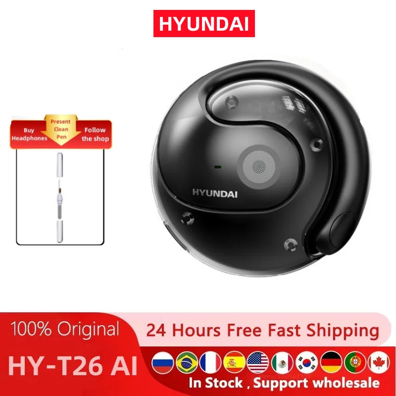 HYUNDAI HY-T26 AI Real Time Translator Earbuds 98% Accuracy Wireless BT Translation Earphones for Travel Business Learning
