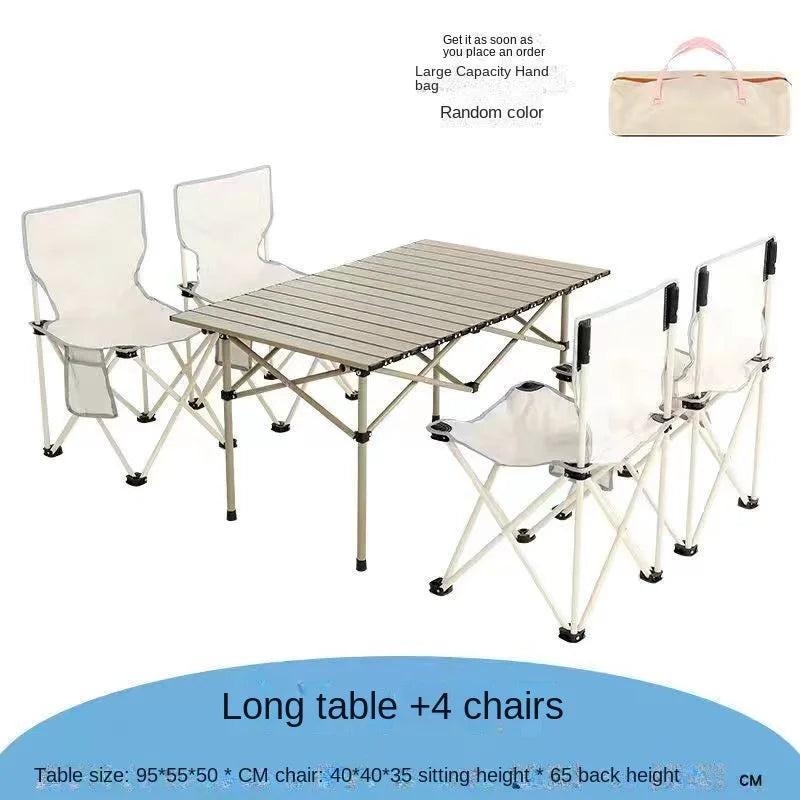 Outdoor Tables With Chairs Aluminum Alloy Portable Folding Cable Light Leisure Egg Roll Table Camping Picnic Vehicle Car Mobile