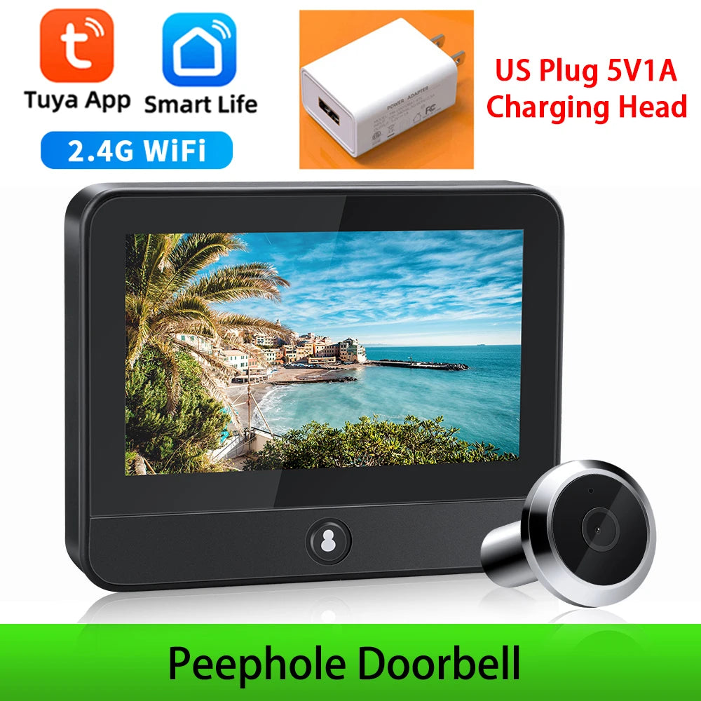 Elecpow Tuya Smart wifi Radar Digital Door Peepholes Camera Eye 4.3Inch 1080P Video Doorbell PIR Night Vision Motion Detection