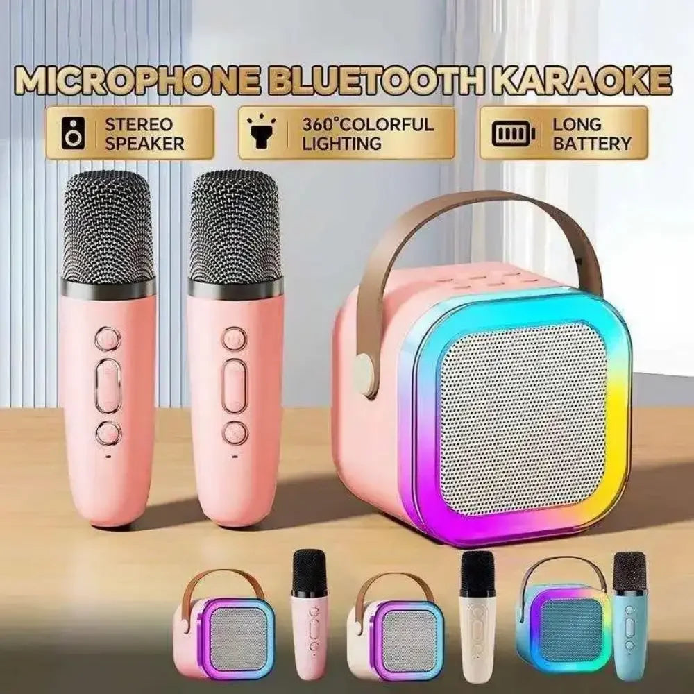K12 Bluetooth speaker small karaoke machine portable speaker with 1-2 wireless microphones home family singing children's gift