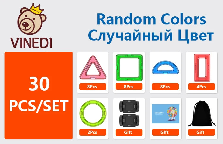 Big Size Magnetic Designer Magnet Building Blocks Accessories Educational Constructor Toys For Children Kids Game Girls Set Gift