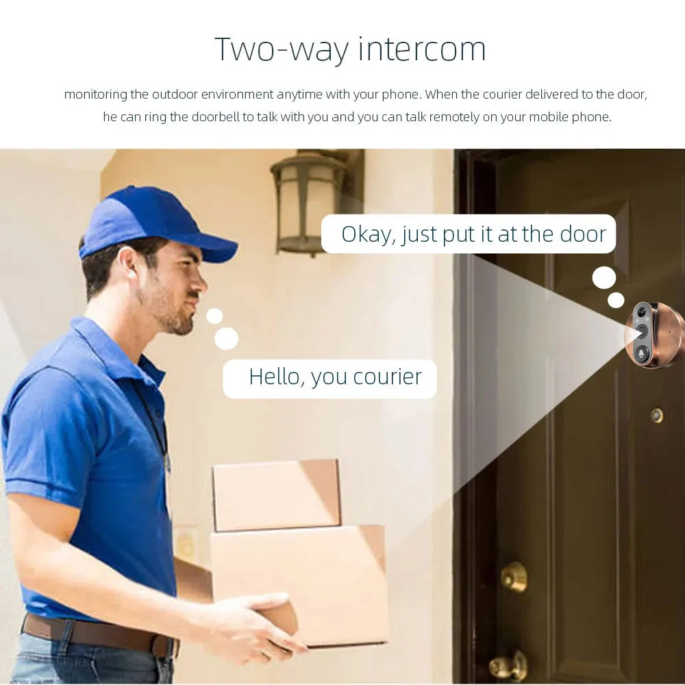 Alexa Google 3MP Tuya Smart WiFi Door Bell Eye Peephole Battery PIR Motion Detect Night Vision Digital Viewer Doorbell Camera