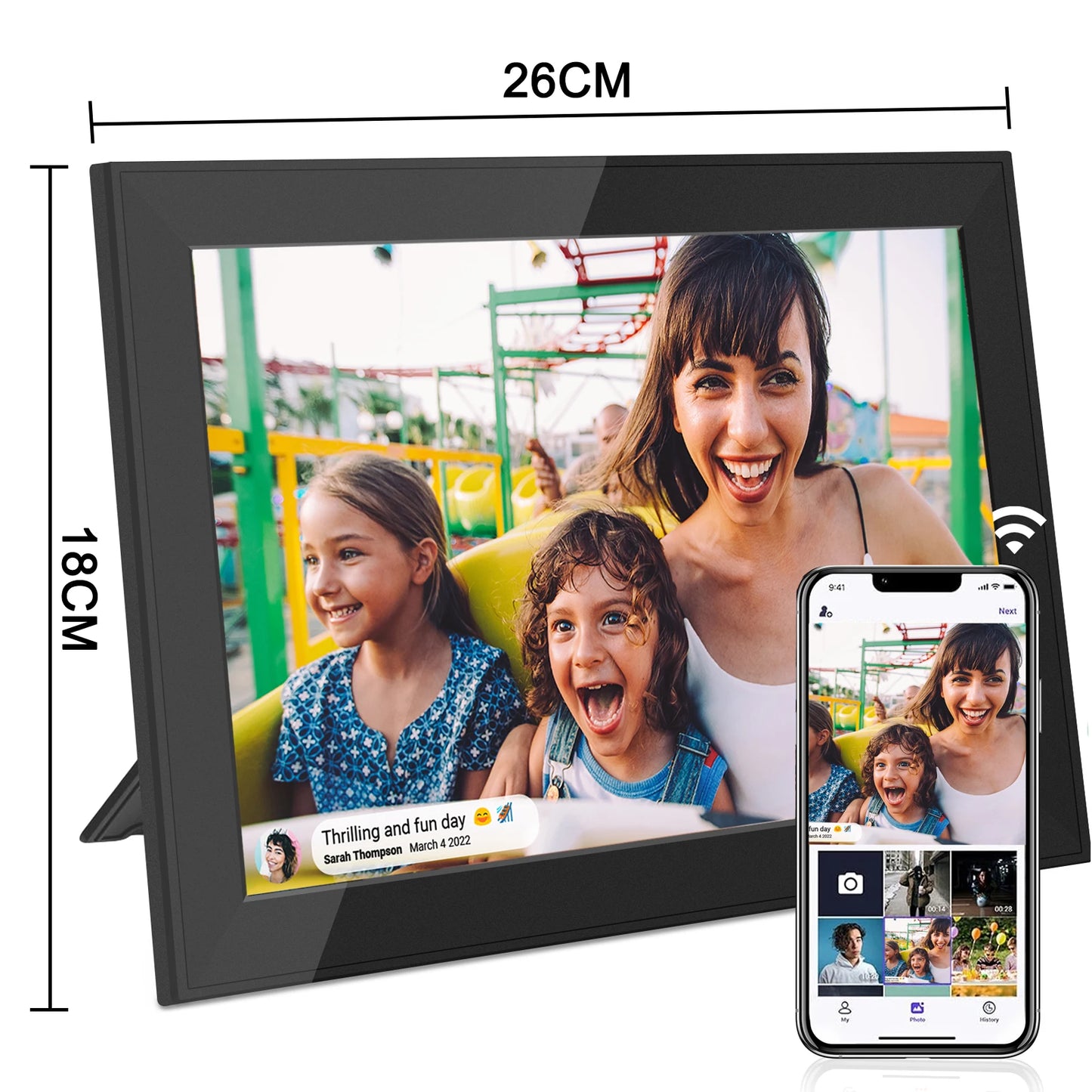 10.1-Inch WiFi Digital Photo Frame Cloud Digital Picture Frame 1280*800 TFT Touch Screen 32GB Storage Share Photo via APP
