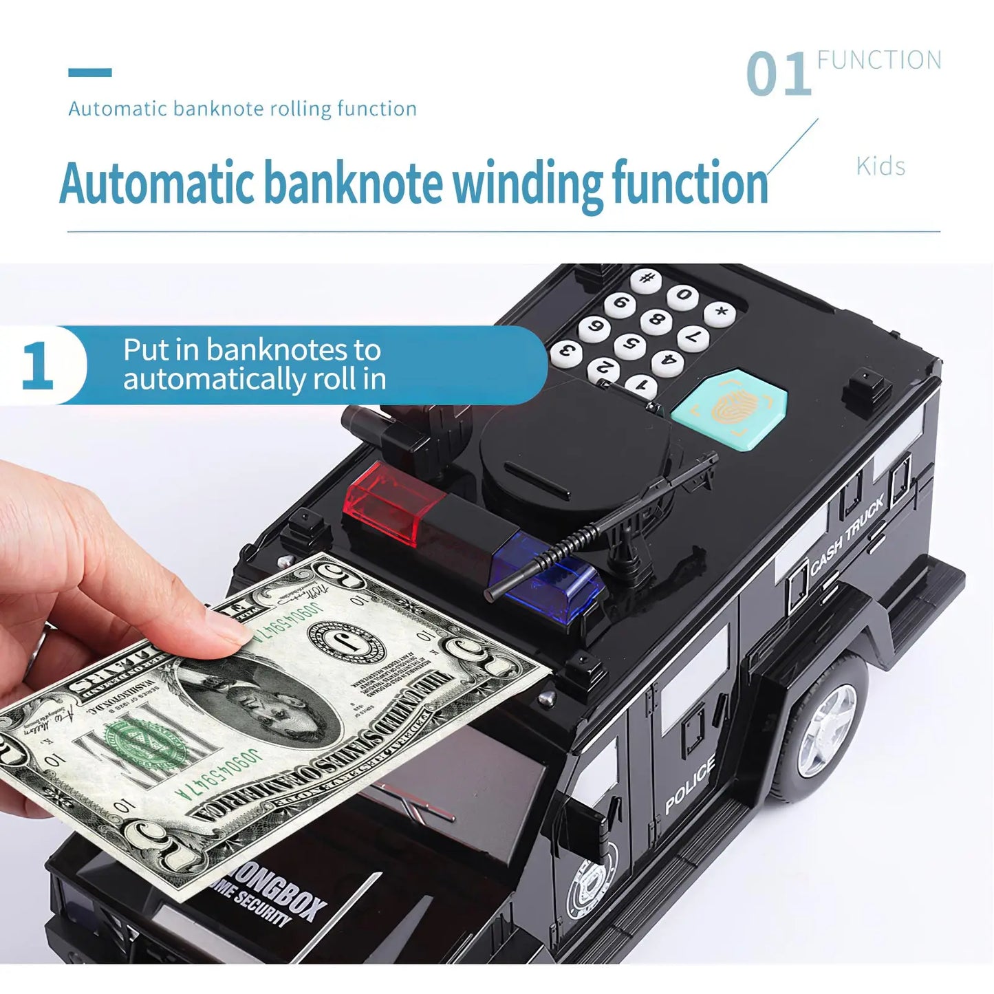 Cartoon Piggy Bank Toys Smart Music Password Banknote Car Coin Bank Figure Toy Pretend Play Saving Money Box Kids Police Cars