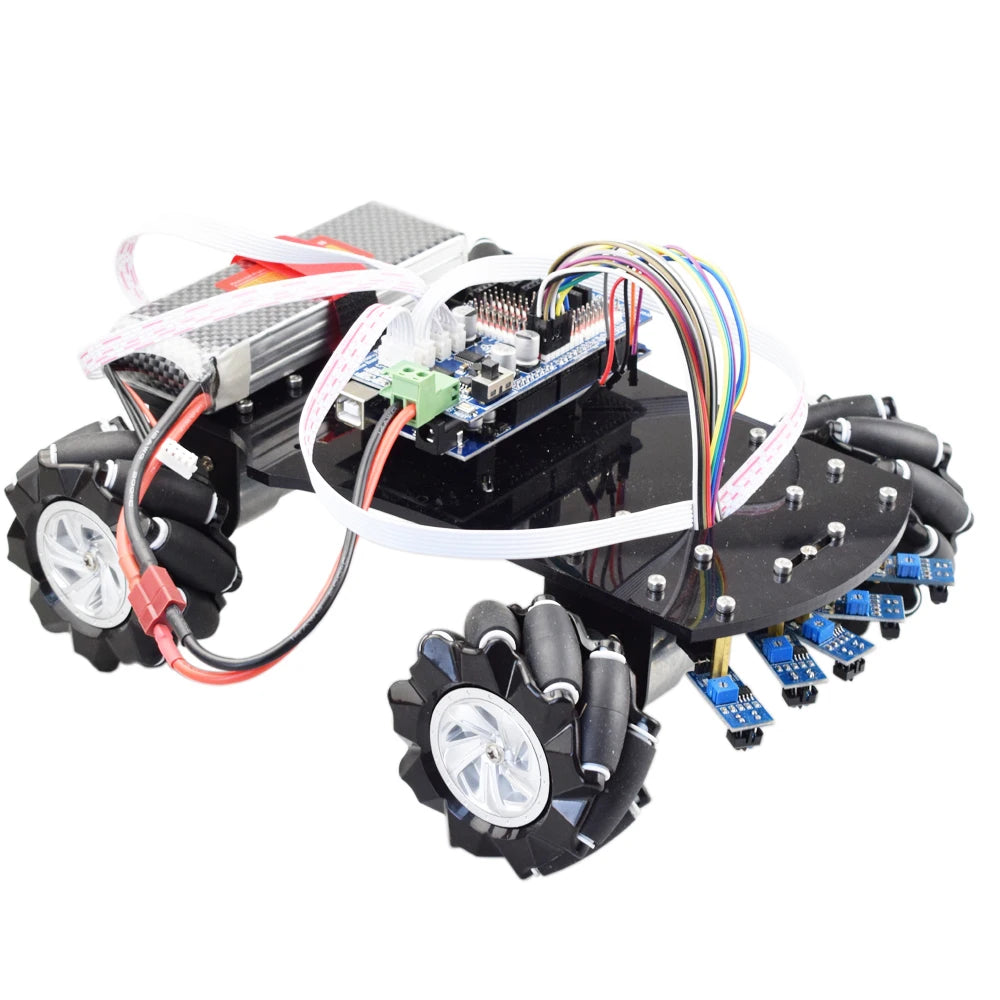 Line Tracking Smart RC Mecanum Wheel Robot Car Omni-Directional for Arduino with 12V Encoder Motor DIY Project STEM