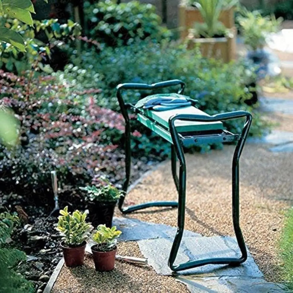 New Portable Garden Kneeler With Handles Folding Stainless Steel Garden Stool Chair With EVA Kneeling Pad Gardening Tool Supply#