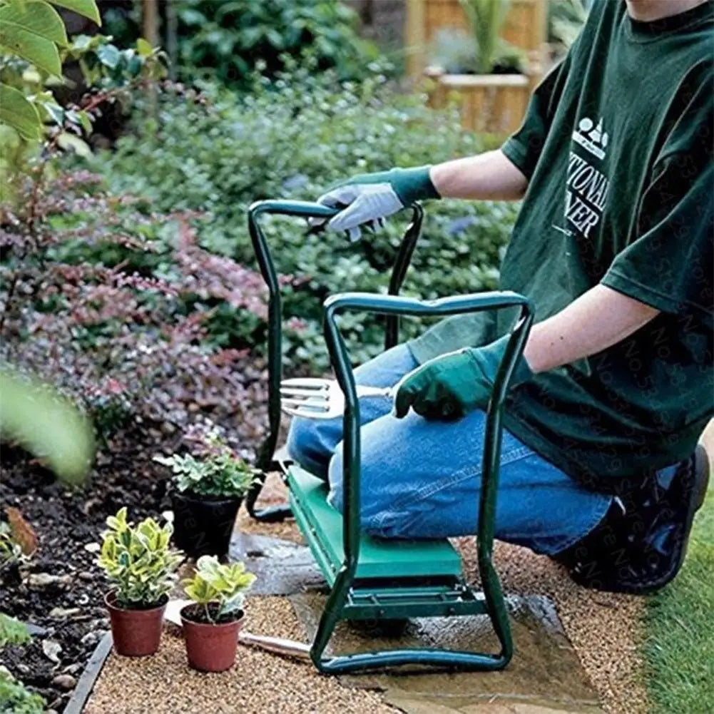 New Portable Garden Kneeler With Handles Folding Stainless Steel Garden Stool Chair With EVA Kneeling Pad Gardening Tool Supply#