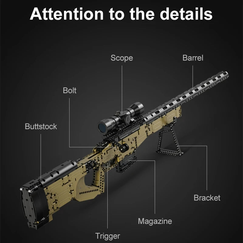 Cada 979Pcs City Technical  Police Military Weapon Sniper Rifle Building Blocks WW2 For Assault Rifle Bricks Toys for Kids Gifts