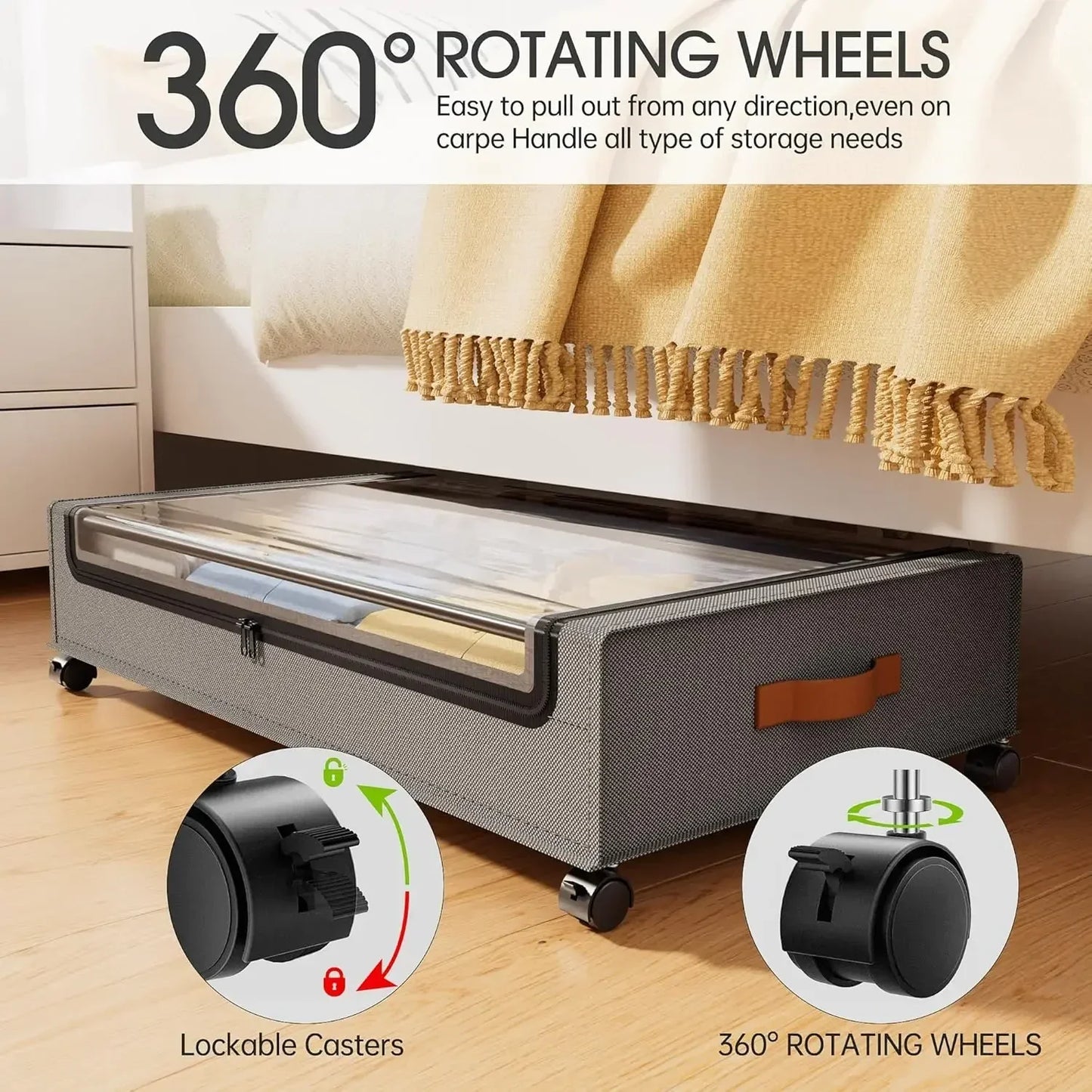 Under Bed Storage with Wheels, Under Bed Storage Containers, Shoe Organizer, 1Pack