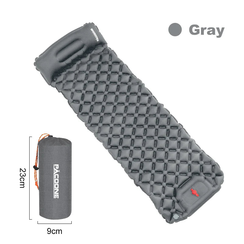 PACOONE Outdoor Sleeping Pad Camping Inflatable Mattress Built-in Pump Ultralight Air Cushion Travel Mat With Headrest For Trave