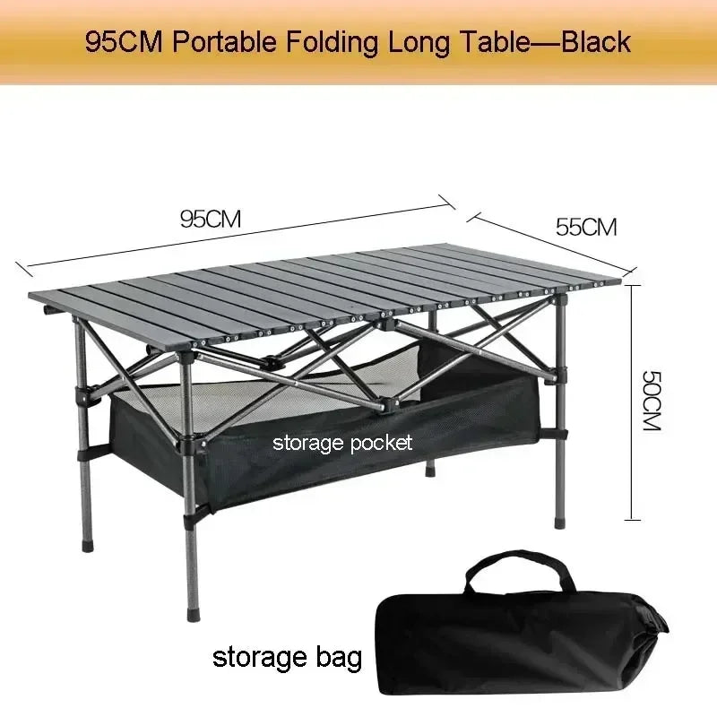Outdoor Camping Table with Easy Carrying Bag Lightweight for Self-Driving Trips Portable Egg Roll Long Table Picnic Folding Desk