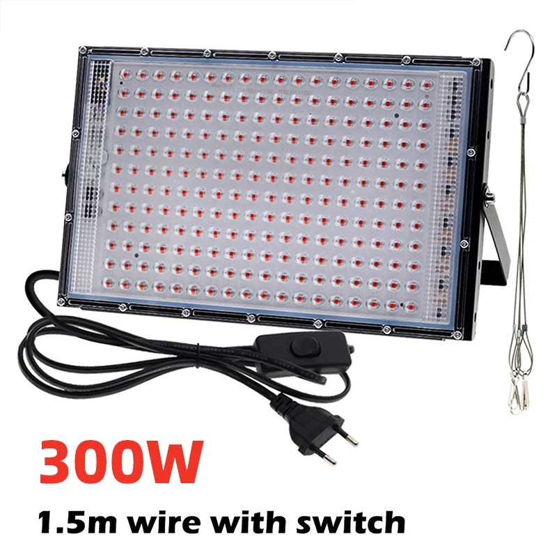 Full Spectrum LED Plant Grow Light AC220V 50/100/200/300W with switch for greenhouse hydroponic plants flower seeds growth light