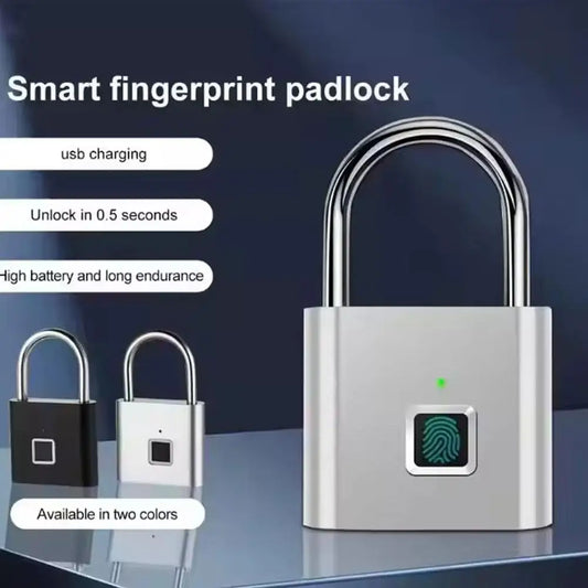 Fingerprint Padlock Anti-theft Waterproof Keyless Security Lock Padlock Portable Box Portable Digital Lock Charging U N7b7