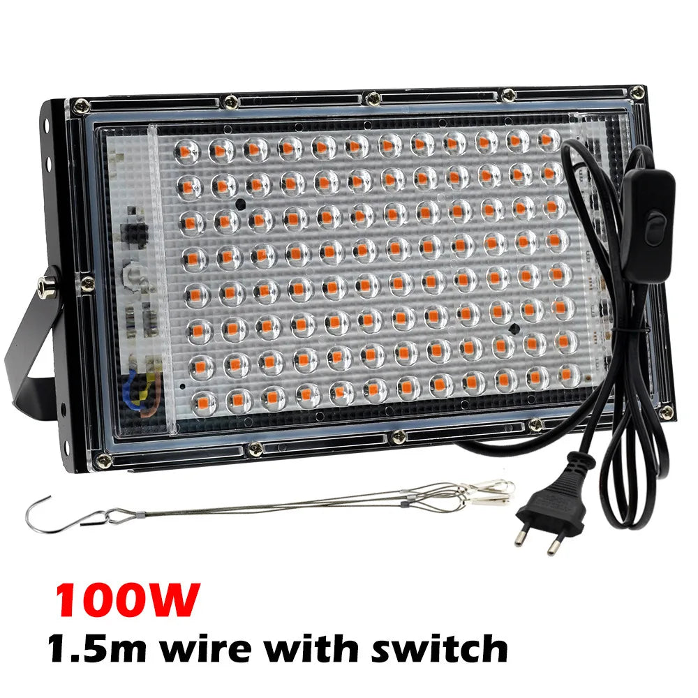 Full Spectrum LED Plant Grow Light AC220V 50/100/200/300W with switch for greenhouse hydroponic plants flower seeds growth light