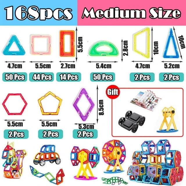 30-168pcs Magnetic Blocks Magnetic Designer Construction Set Educational Building Blocks Magnet Toys for Children Gifts