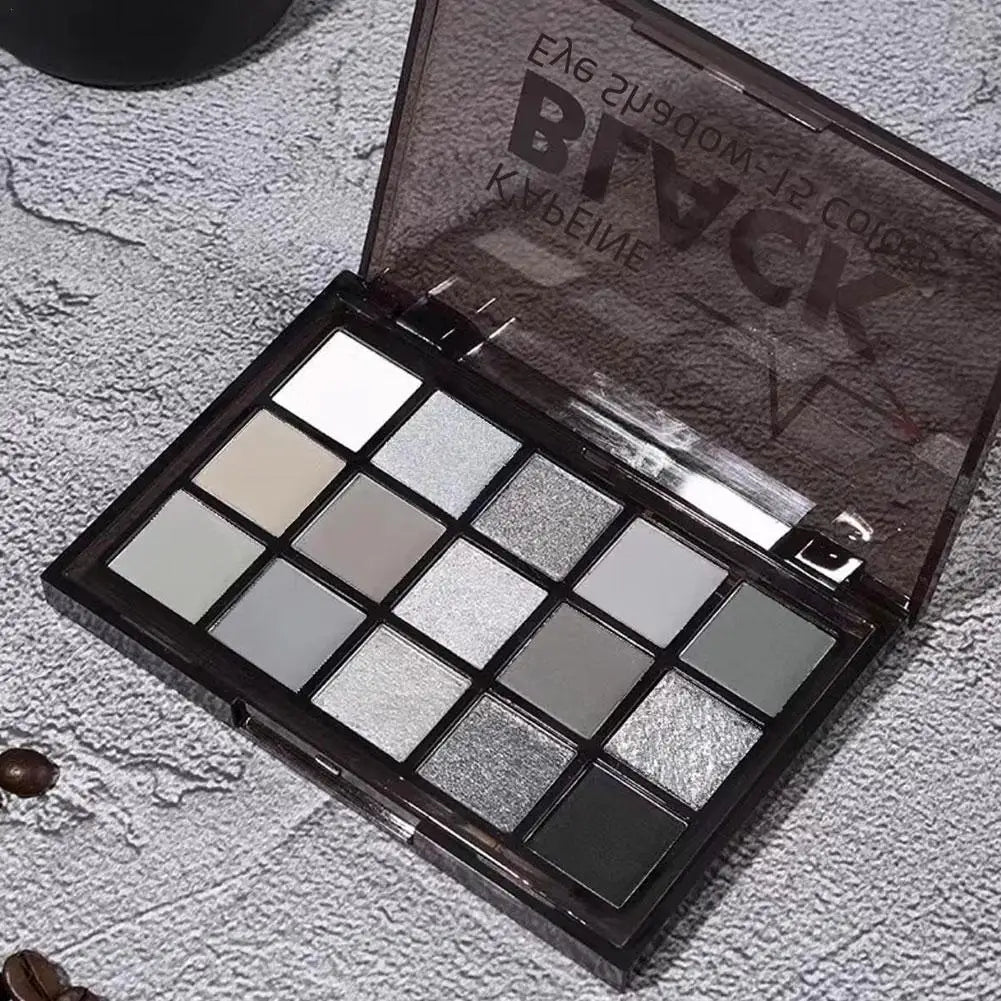 15 Colors Smokey Black Eyeshadow Palette Dark Grey Shimmer Matte Eye Shadow Pallet Smokey Eyeshadow for Goth Makeup