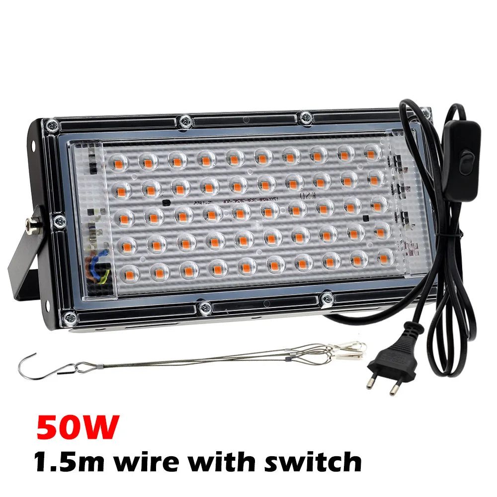 Full Spectrum LED Plant Grow Light AC220V 50/100/200/300W with switch for greenhouse hydroponic plants flower seeds growth light