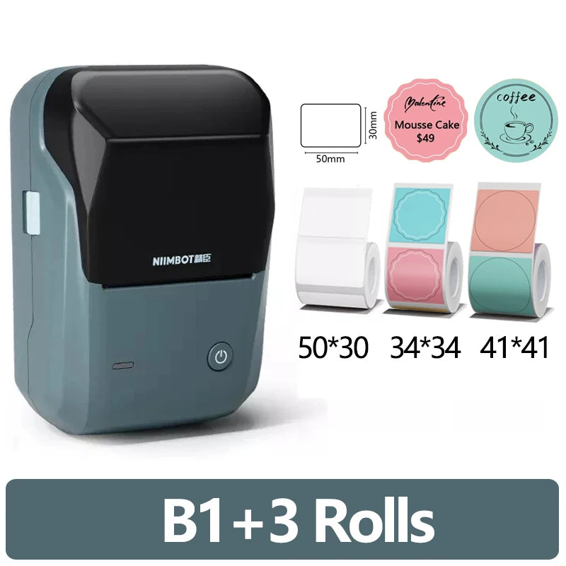Mini Label Thermal Printer Niimbot B1 Portable Self-Adhesive Printer For Stickers Round Labels Rolls UV Tag Bluetooth Printer