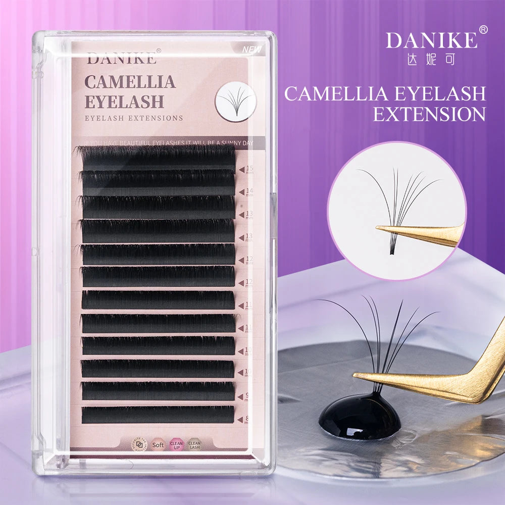 1Pcs DANIKE Camellia Blooming Eyelash Extension D Curl 0.05/0.07mm Fluffy Lashes Natural Soft False Lash For Salon Use Supplies