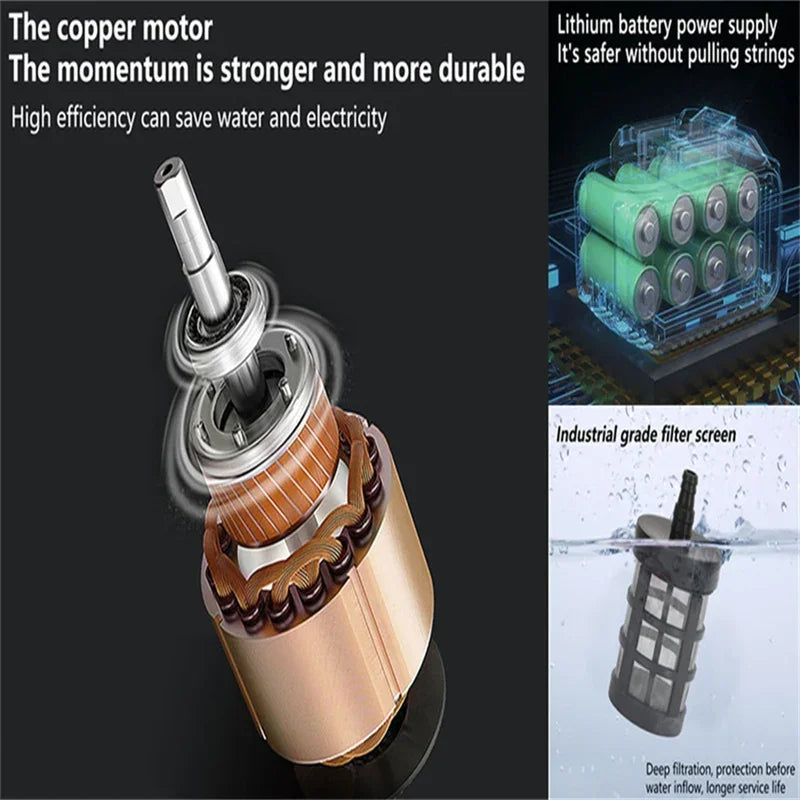 Cordless Car Washing Machine High-pressure Water Gun Household Commercial Portable Rechargeable Lithium Battery Electric