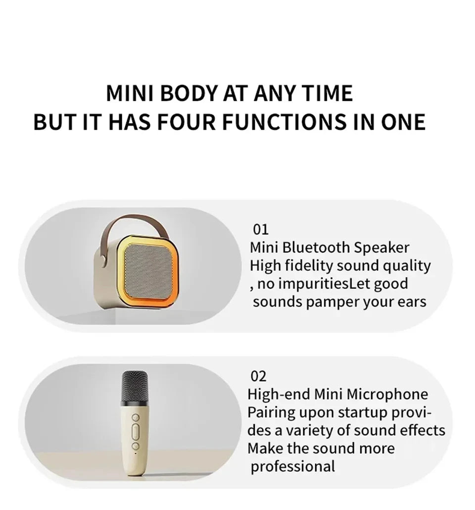 Karaoke machine Portable Bluetooth 5.3PA speaker system 2 unlimited microphones for family singing children Christmas gift HiFi