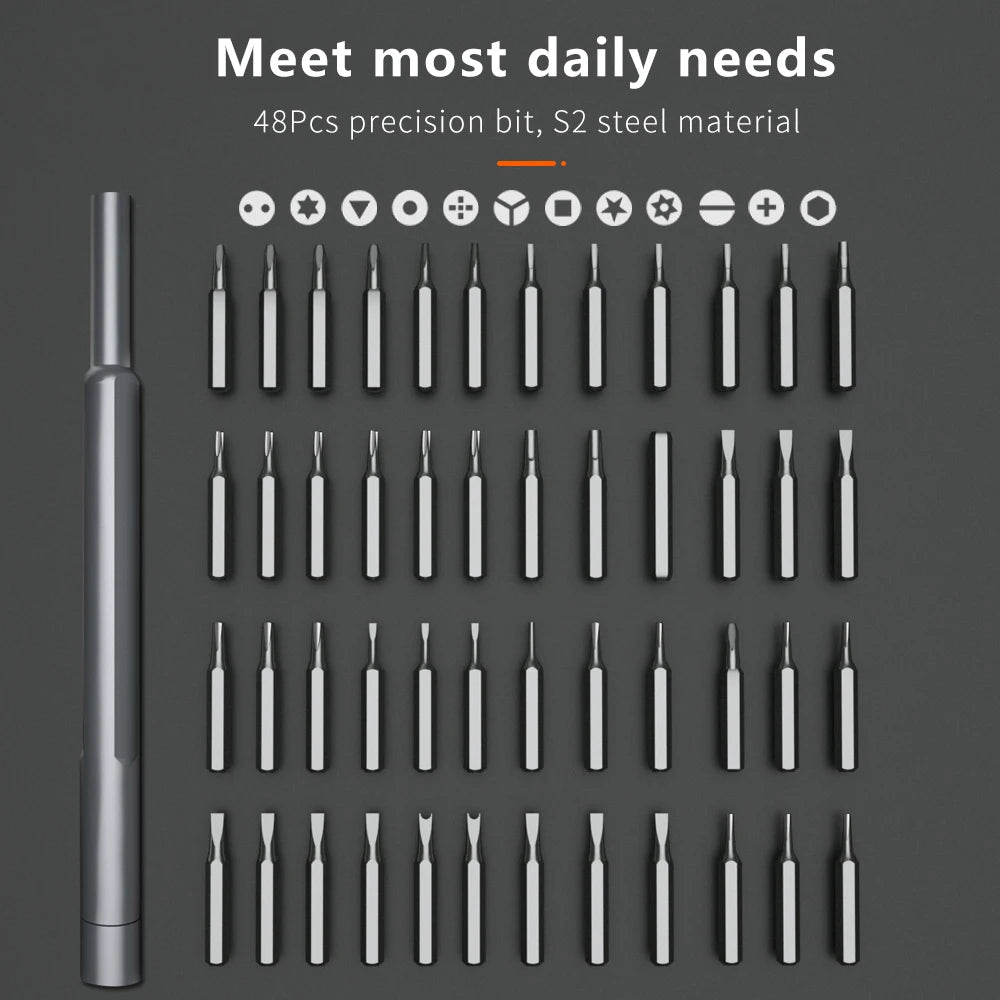 48 in 1 Precision Screwdriver Set Portable Hand Tool Manual Kit Wireless Cordless Magnetic Small Bit for Xiaomi Mobile Phone New