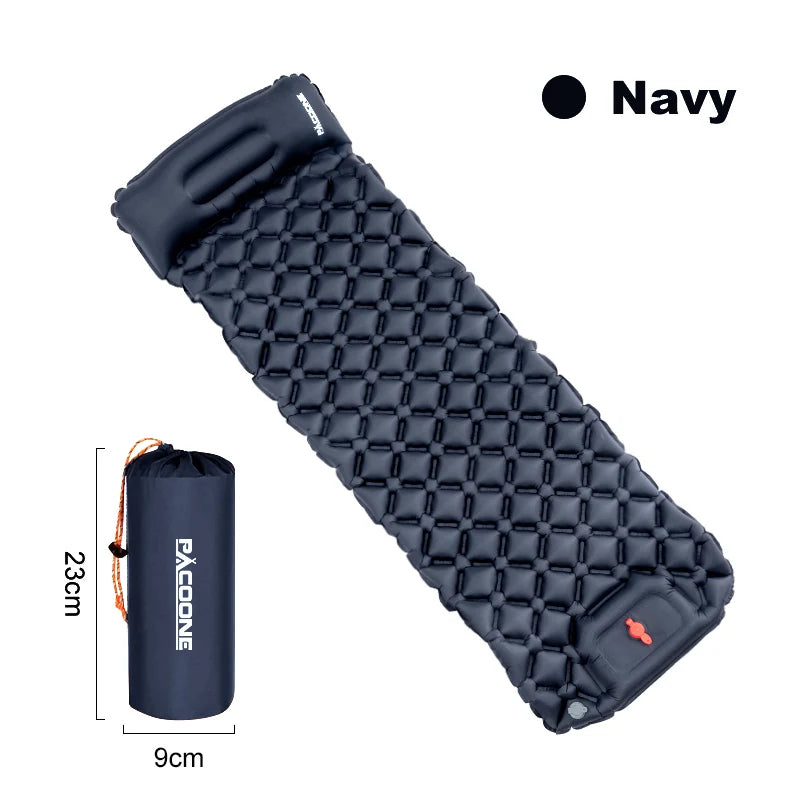 PACOONE Outdoor Sleeping Pad Camping Inflatable Mattress Built-in Pump Ultralight Air Cushion Travel Mat With Headrest For Trave