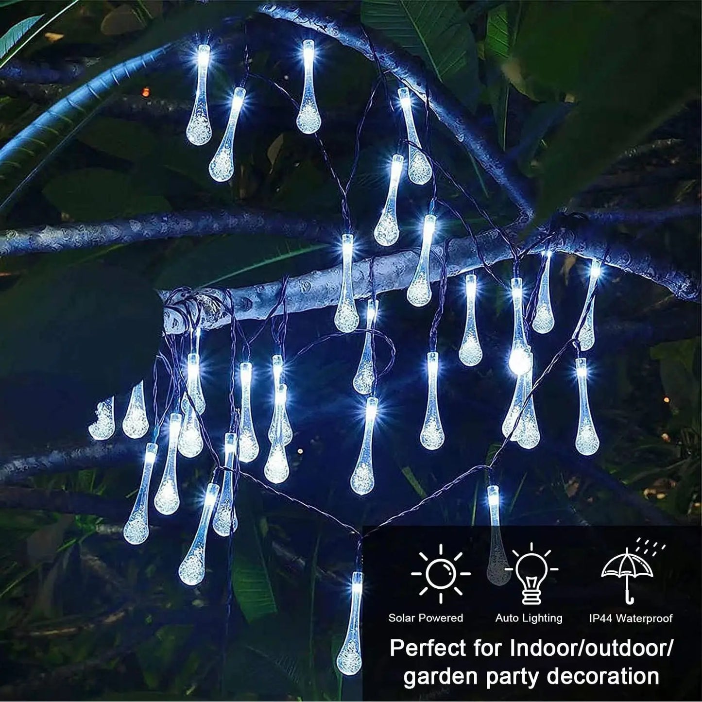 Water droplets Solar String Lights 5/7M  Waterproof Outdoor Decoration garland Fariy Lights Christmas Wedding party Garden