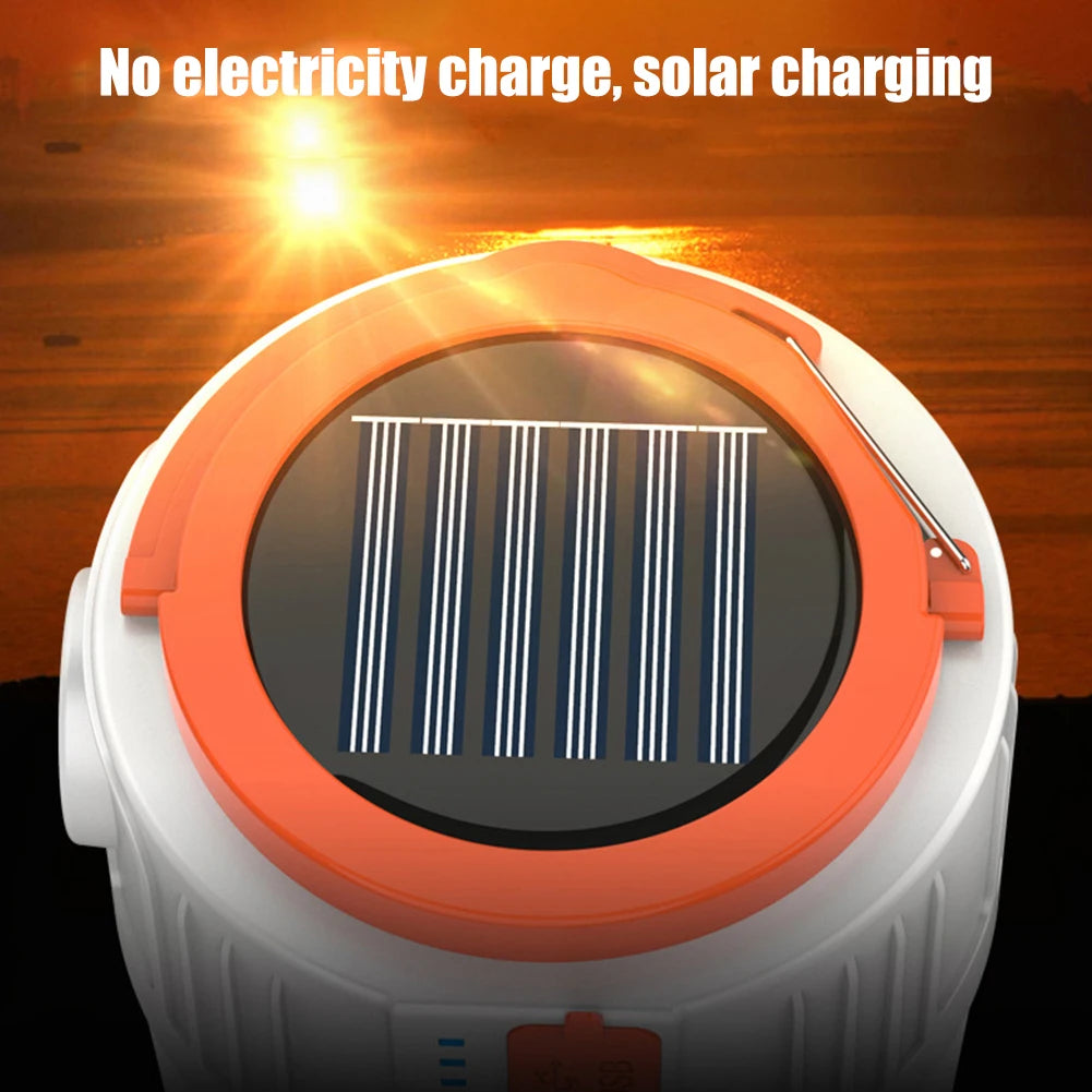 Solar Camping Light Power Bank USB Rechargeable Bulb 6 Gears Remote Control Tent Lamp Portable Lanterns Emergency Lights Outdoor