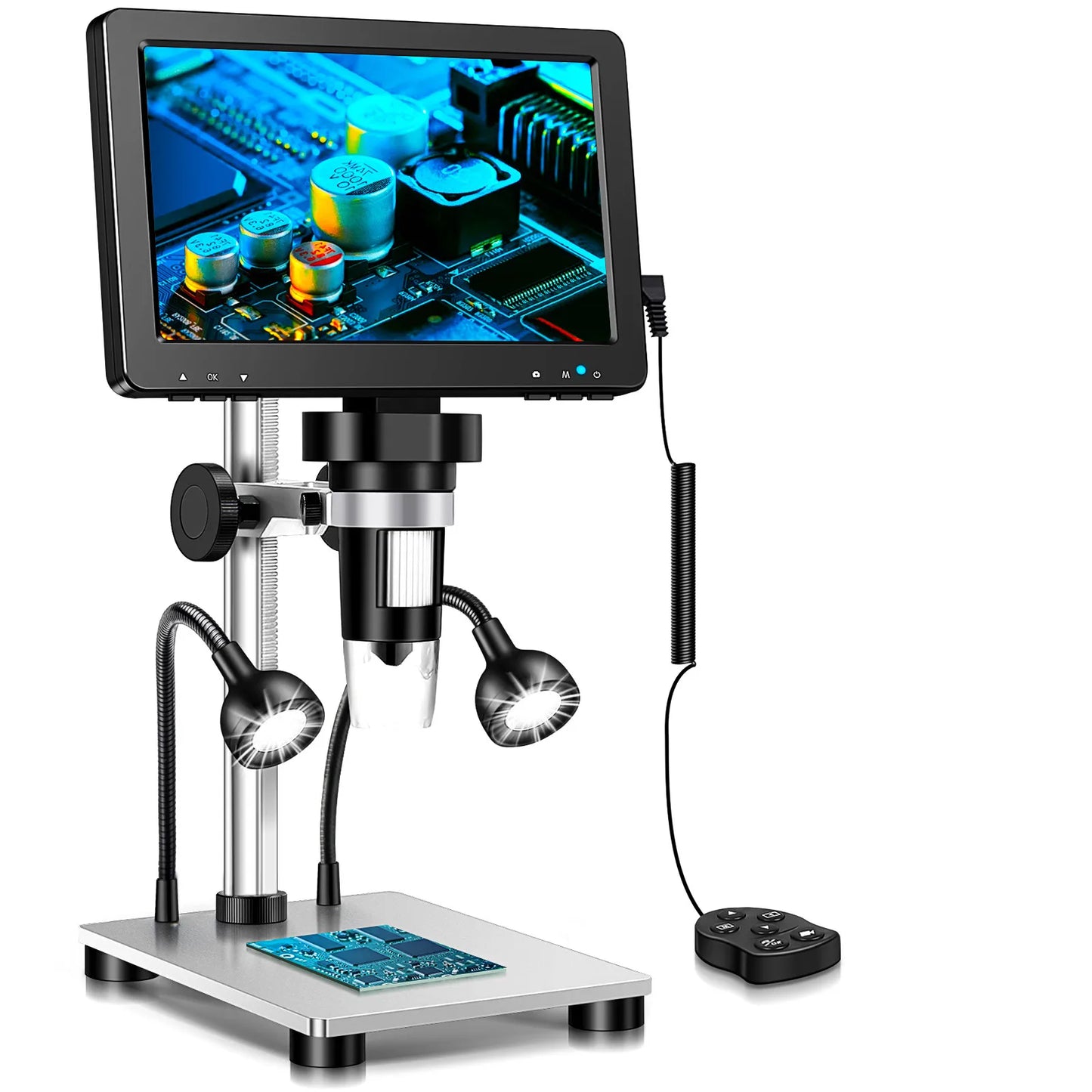 RIEVBCAU Digital Microscope 1200x Magnification HD USB Professional Electron Microscopios For Repairing With 10 LED Light
