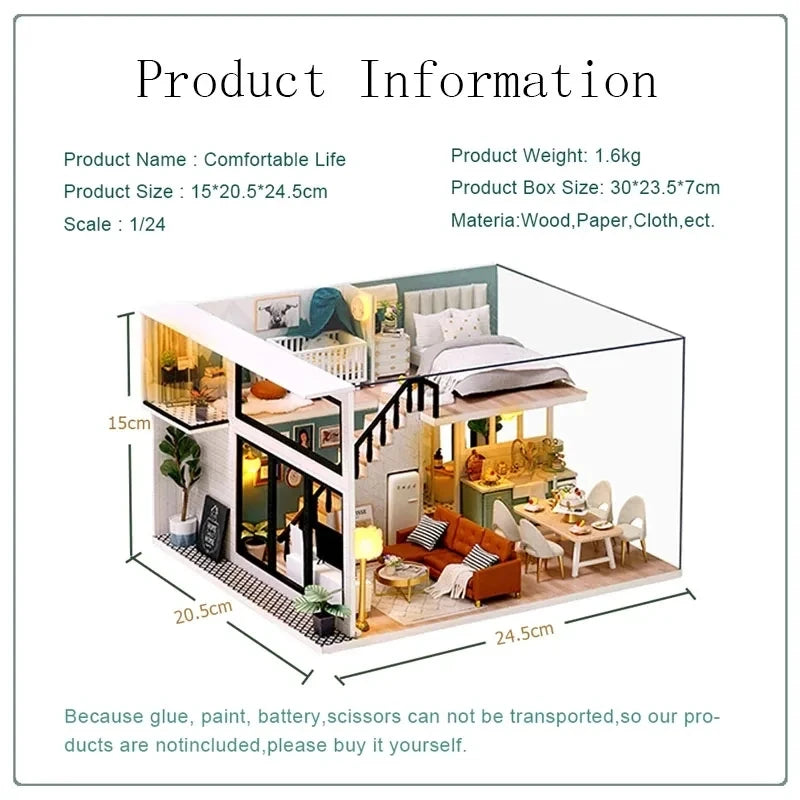 DIY Doll House Wooden Miniature Furniture Dollhouse Handmade house model assembly Toys for Children Birthday Gifts L031