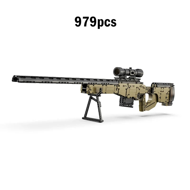 Cada 979Pcs City Technical  Police Military Weapon Sniper Rifle Building Blocks WW2 For Assault Rifle Bricks Toys for Kids Gifts