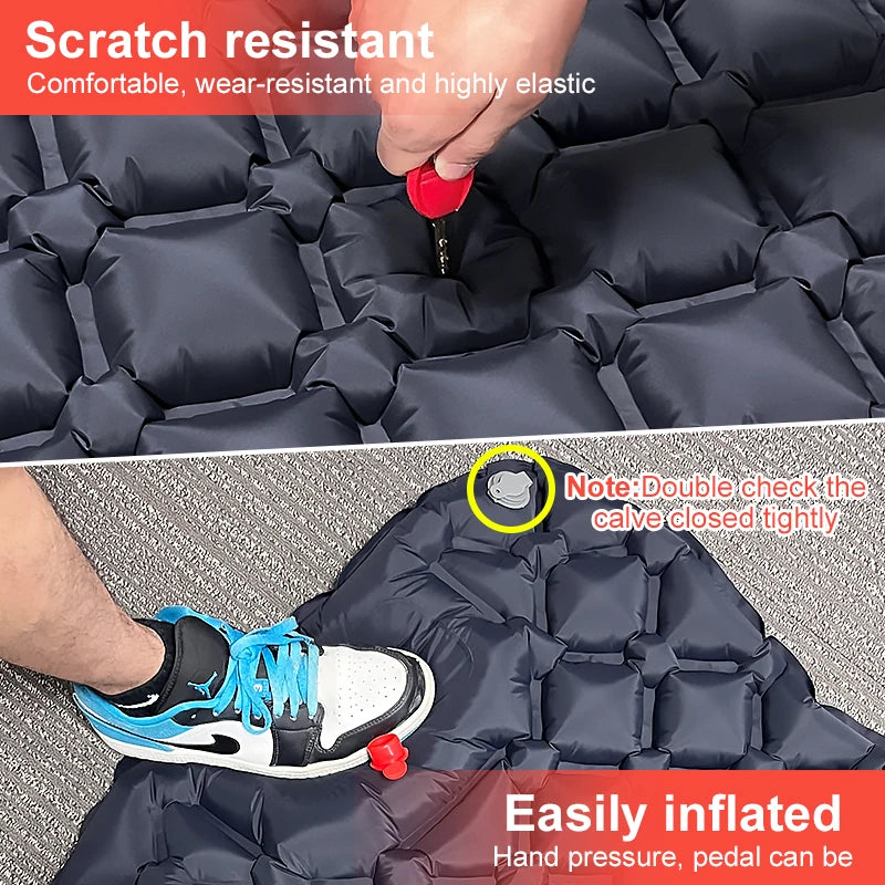 PACOONE Outdoor Sleeping Pad Camping Inflatable Mattress Built-in Pump Ultralight Air Cushion Travel Mat With Headrest For Trave