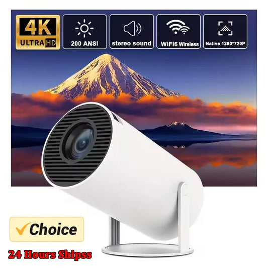 New 2024 4K Android 11 Dual Wifi6 200 ANSI Allwinner H713 BT5.0 1080P 1280*720P Home Cinema Outdoor Portable Projetor