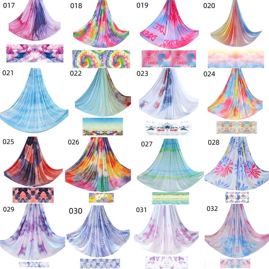 NEW 2024 Color 5m Aerial Yoga Hammock Set Gradient Style-1 Aerial silks Yoga Fitness Stretch Belt For GYM Indoor Yoga Studio