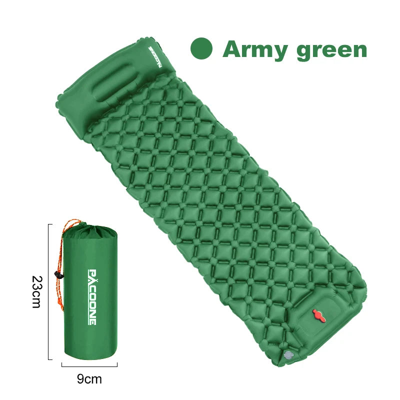 PACOONE Outdoor Sleeping Pad Camping Inflatable Mattress Built-in Pump Ultralight Air Cushion Travel Mat With Headrest For Trave