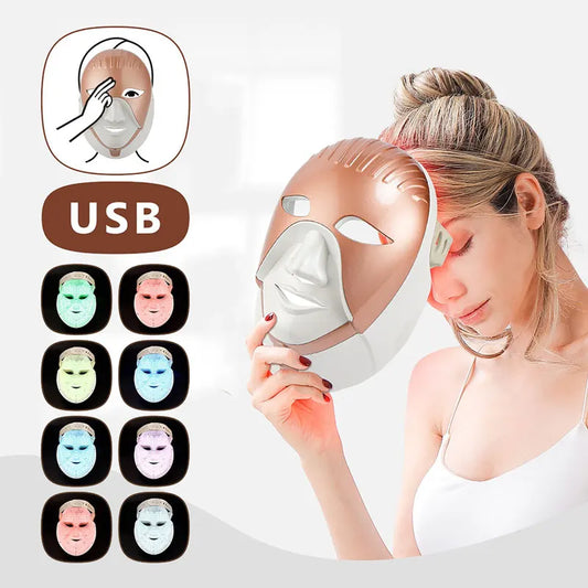 Foreverlily Mascarilla facial LED Wireless 7 Colors Photon Skin Care Beauty Machine Masque pour le visage