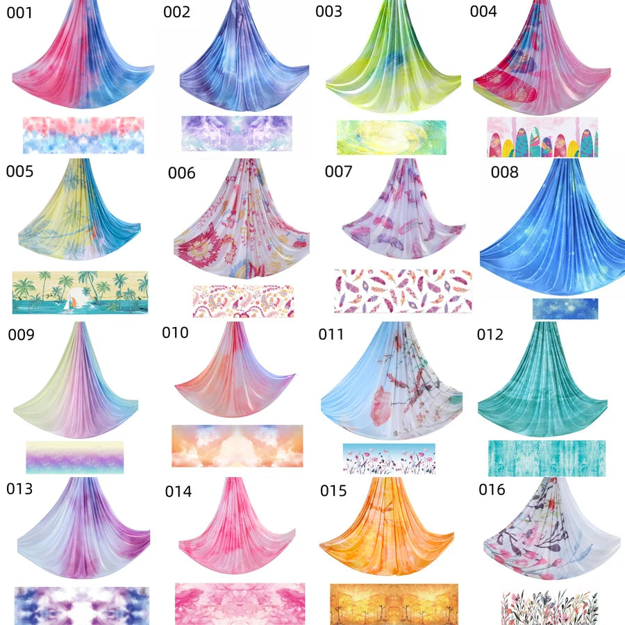 NEW 2024 Color 5m Aerial Yoga Hammock Set Gradient Style-1 Aerial silks Yoga Fitness Stretch Belt For GYM Indoor Yoga Studio
