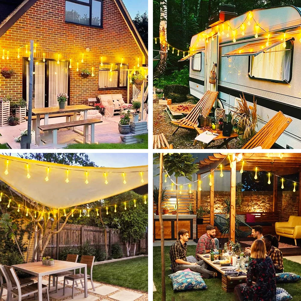 Water droplets Solar String Lights 5/7M  Waterproof Outdoor Decoration garland Fariy Lights Christmas Wedding party Garden