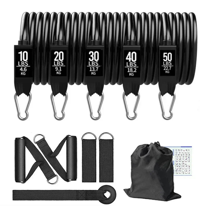 Workout Bar Bodybuilding Resistance Bands Set Pilates Bar Kit Elastic Bands Women Men Muscle Strength Training Fitness Equipment