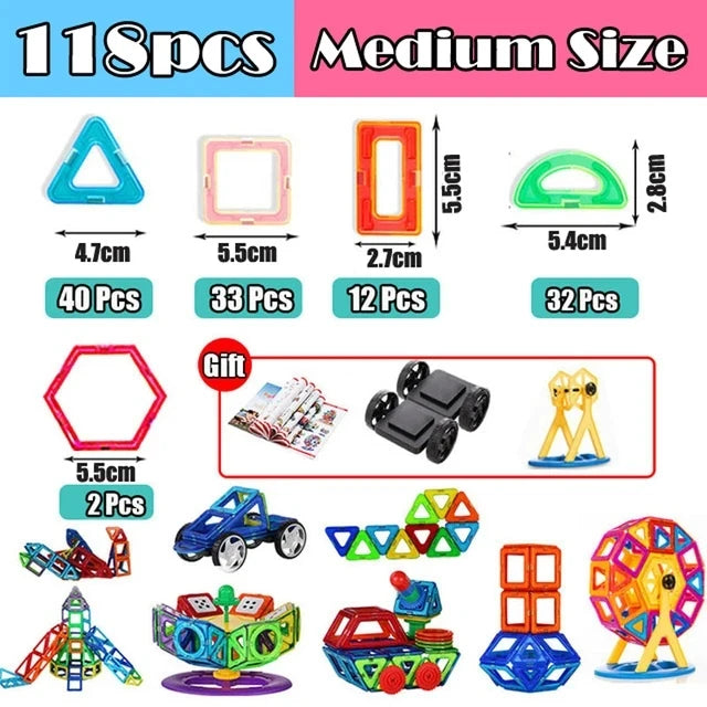 30-168pcs Magnetic Blocks Magnetic Designer Construction Set Educational Building Blocks Magnet Toys for Children Gifts
