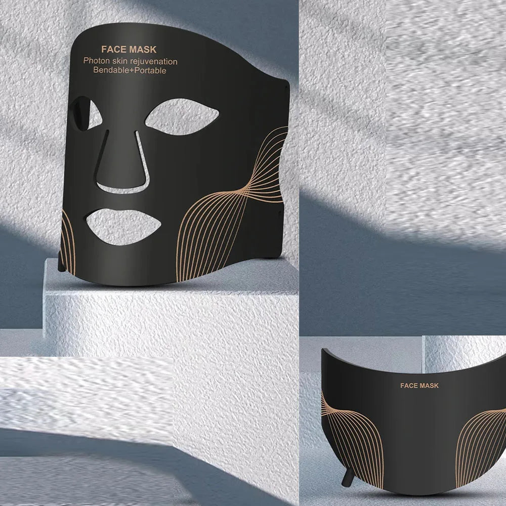 7 Color Photon Silicone Face LED Mask with Neck Whitening Skin Acne Blemish Firming Skin Deep Repair Remove Wrinkles Beauty Mask