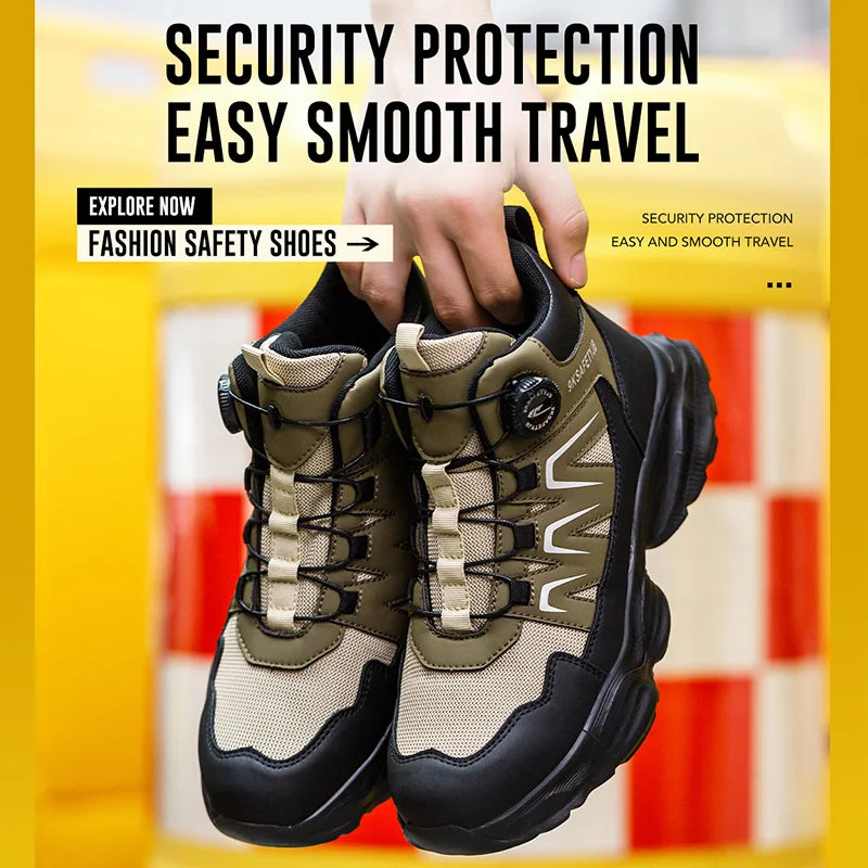 Steel Toe Hiking Work Boots Safety Shoes Non Slip Work Shoes Indestructible Men Puncture-Proof Sneakers Male Footwear Shoes