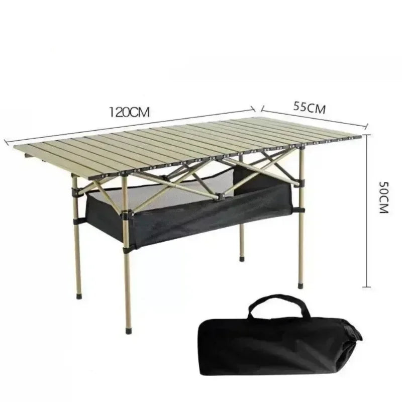 Outdoor Camping Table with Easy Carrying Bag Lightweight for Self-Driving Trips Portable Egg Roll Long Table Picnic Folding Desk