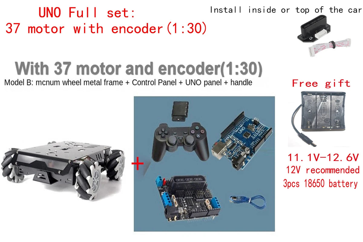 V3 Mecanum Wheel 25Kg Load RC Tank with 12V Motor Robot Car Chassis for Arduino Robot DIY Kit UNO/ESP32 Ps2 Programmable Robot