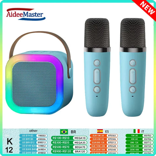 Bluetooth 5.3 Home Karaoke Machine Family Singing Portable Children's Gifts Speaker System with 2 Wireless Microphones