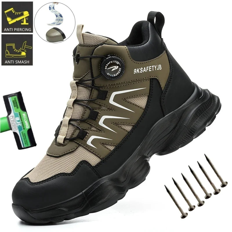 Steel Toe Hiking Work Boots Safety Shoes Non Slip Work Shoes Indestructible Men Puncture-Proof Sneakers Male Footwear Shoes