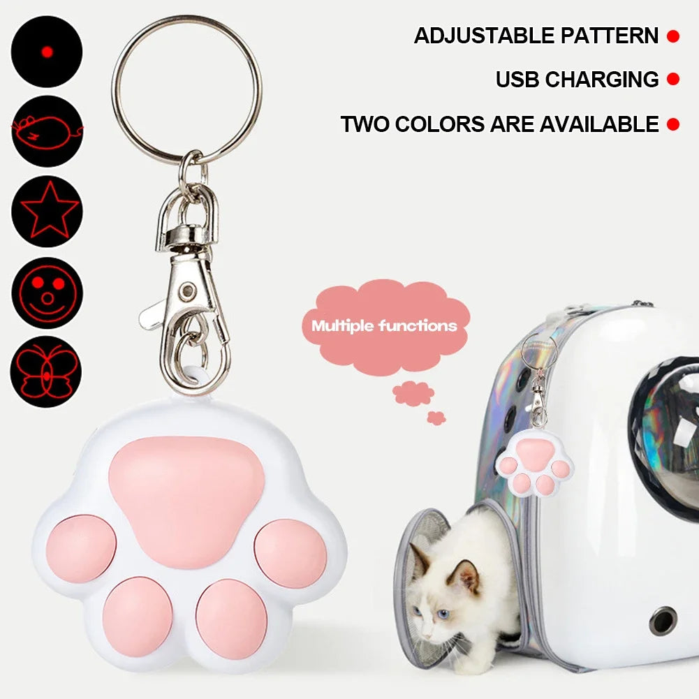 LED Cute Laser Transform Pattern Pet Cat Toys USB Rechargeable Toy Interactive Bright Animation Pointer Light Pen Training Toys
